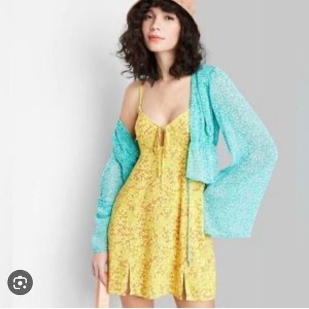 Wild Fable Slip Dress Size Medium Sleeveless Vibrant Yellow Floral NWT - Picture 7 of 16